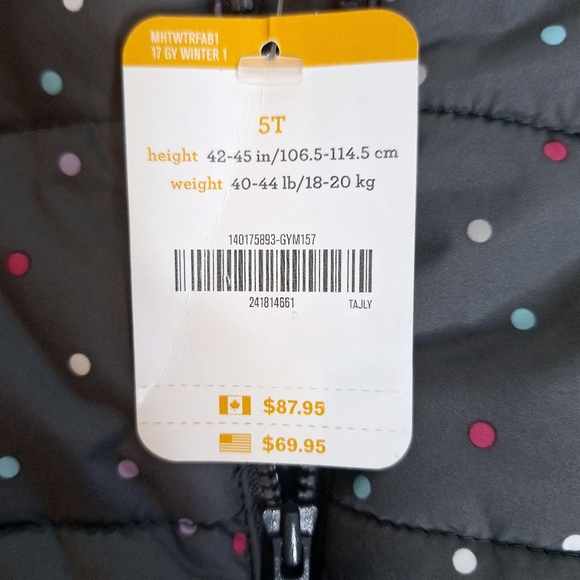 NWT Gymboree Brand"Dots, and a Bow"Fully lined coat girls 5T. FREE HAT & GLOVES. - Picture 11 of 13
